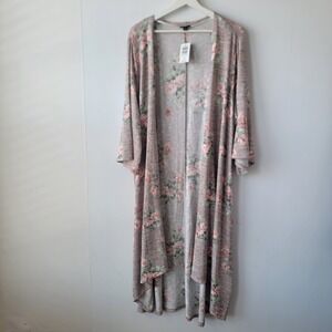 Torrid women's Kimono Hi-Low Floral Open Duster Cardigan sz 3x Country Chic